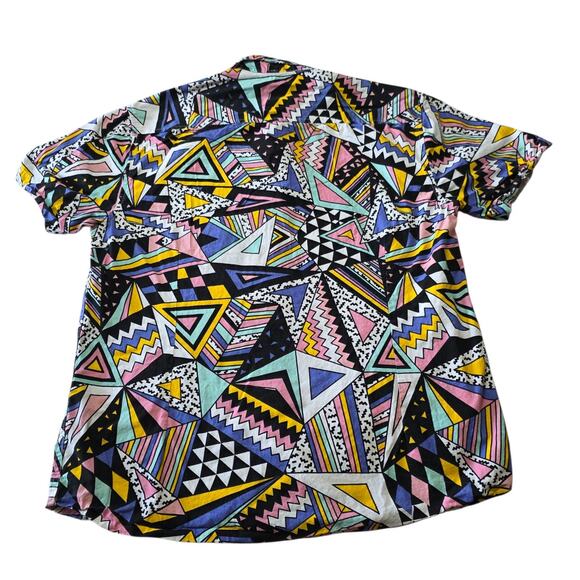Super Massive unisex retro geometric print 80s 90s button down shirt Size L - Picture 4 of 8